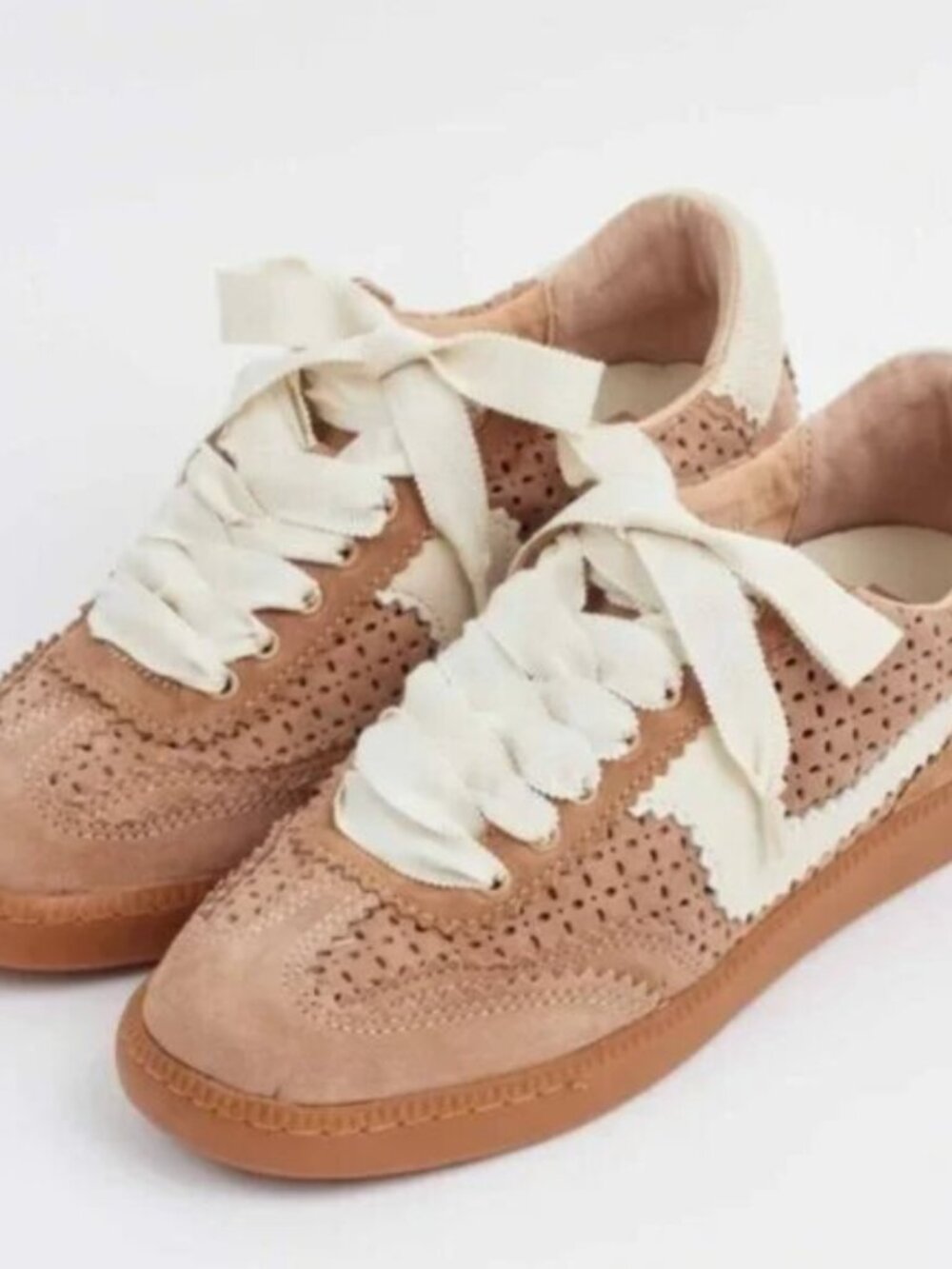 Dolce Vita Notice Eyelet Perf Sneakers Camel Suede